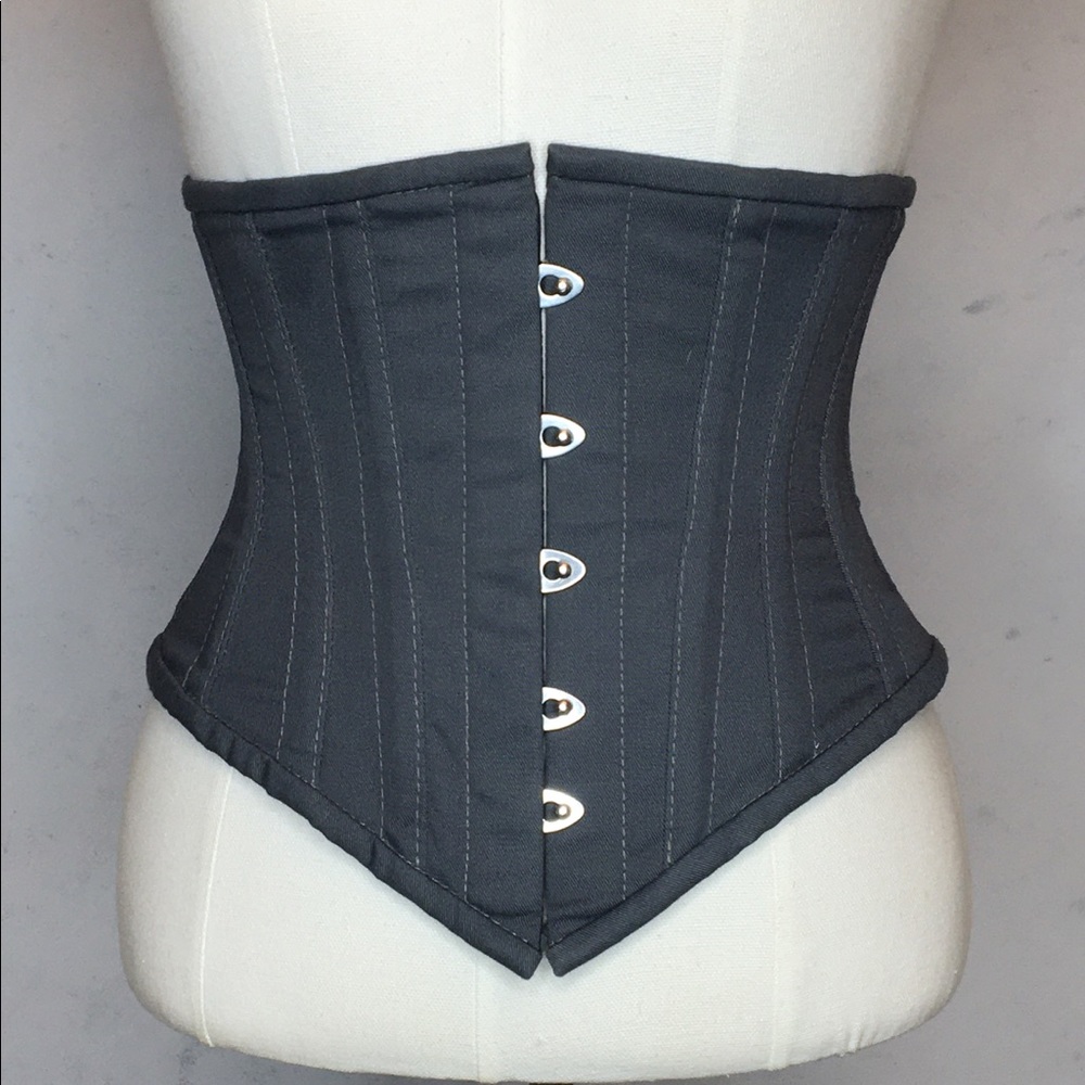 SOLD- Orchard Corset Waspie Corset Grey Cotton 20